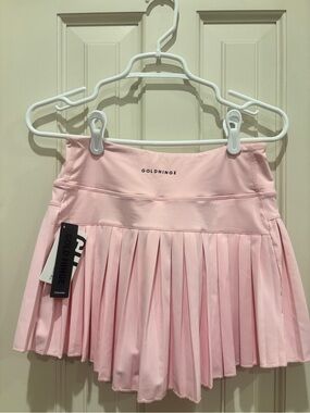 GoldHinge Women's Pink Pleated Mini Skirt/shorts and pockets